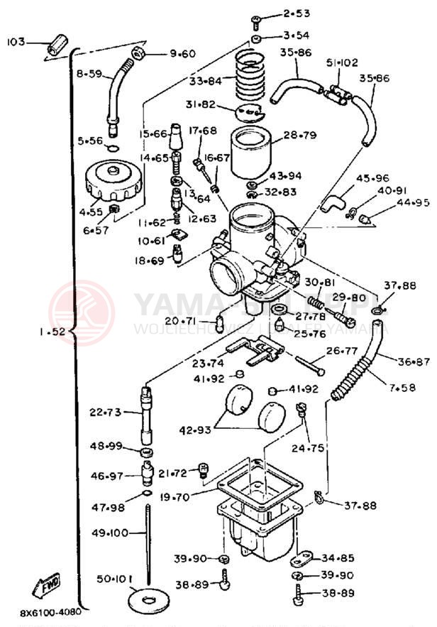 Schemat "Gaźnik" do Yamaha V-MAX VMX540H