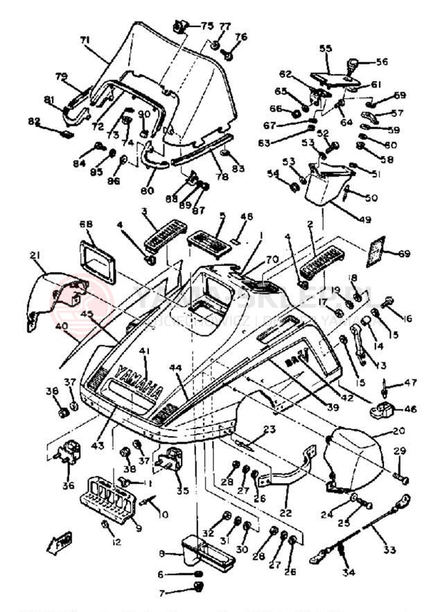 Schemat "SHROUD - WINDSHIELD" do Yamaha SR540F