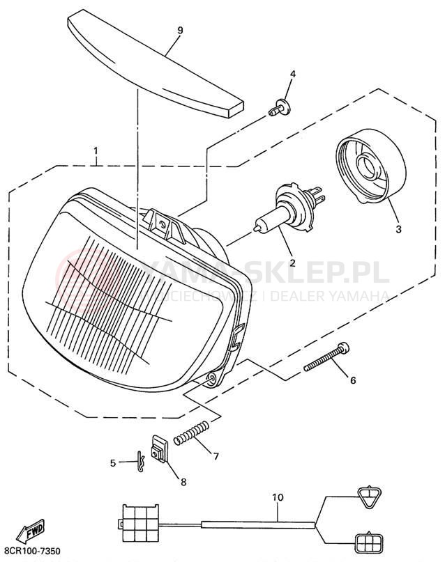 Schemat "Lampa przód" do Yamaha VMAX 600 VX600C/VX500C