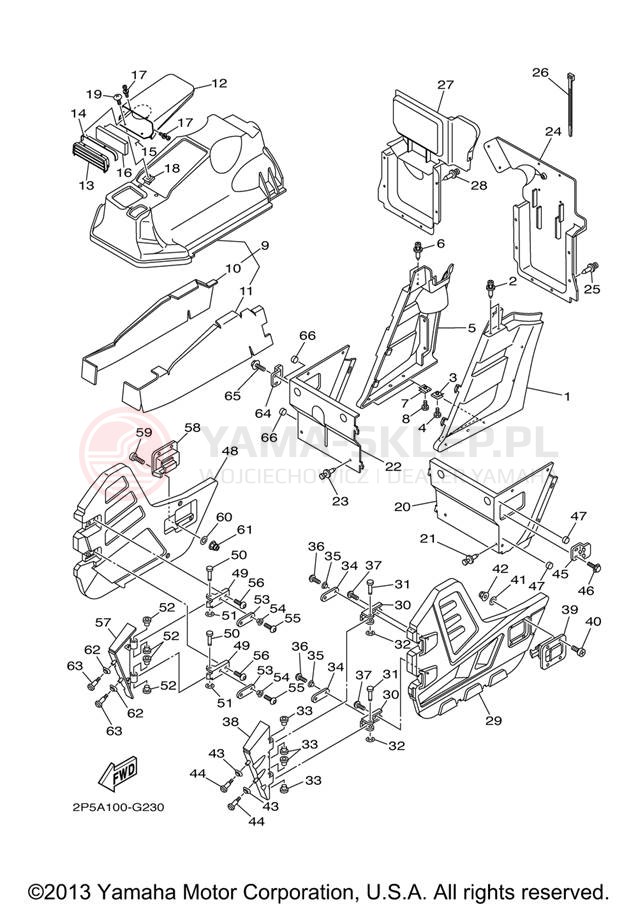 Schemat "Pokrywa boczna" do Yamaha RHINO 450 HUNTER YXR45FHX