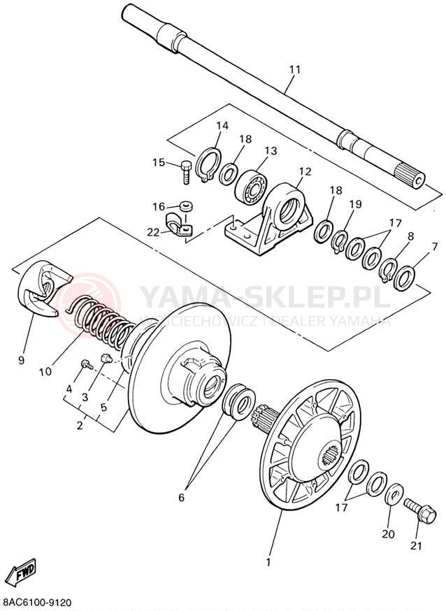 Schemat "Przeniesienie napędu" do Yamaha VK540 III VK540ED