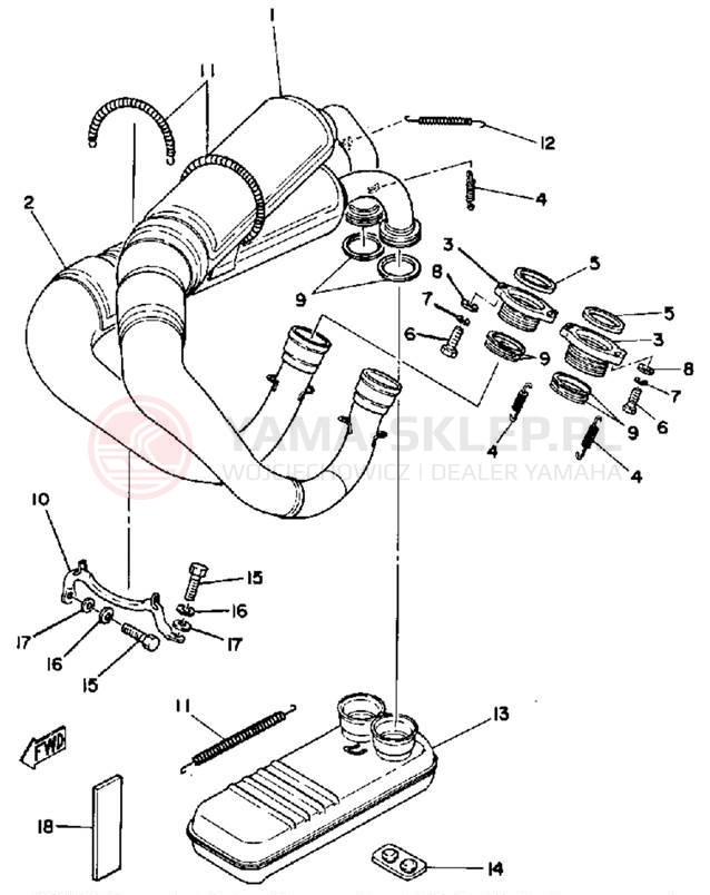 Schemat "Wydech końcowy" do Yamaha SRX440D