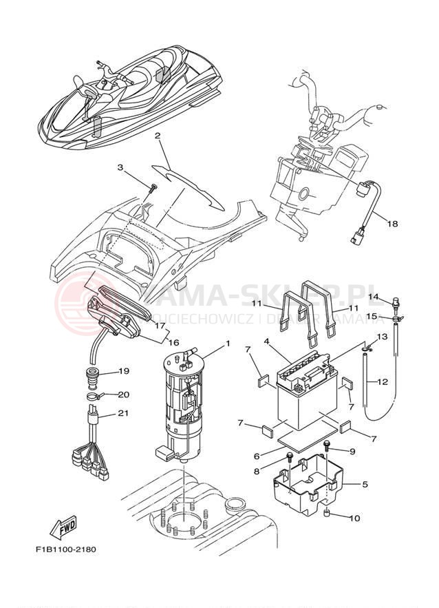 Schemat "układ elektryczny" do Yamaha FX140 FX1000B/FX1000CB