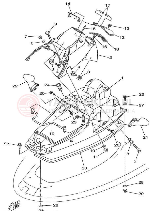 Schemat "ENGINE HATCH" do Yamaha WAVE RUNNER XL760 XL760X