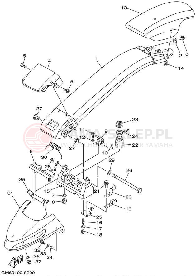Schemat "Półki zawieszenia" do Yamaha SUPER JET SJ700AZ