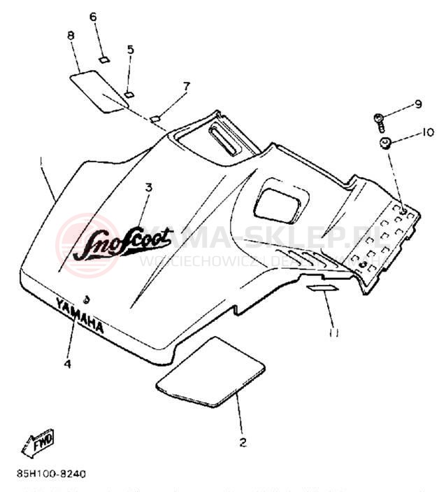 Schemat "Osłony" do Yamaha SNOSCOOT SV80N