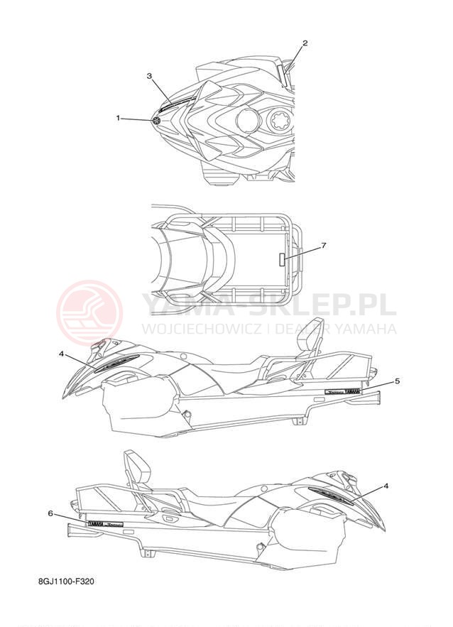 Schemat "naklejki" do Yamaha VENTURE LITE PZ50VTYR/PZ50VTYS
