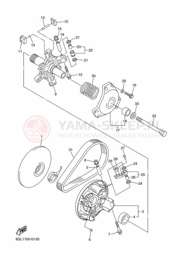 Schemat "PRIMARY SHEAVE" do Yamaha RS VENTURE TF RST90PTFFB