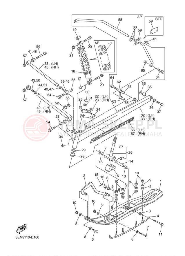 Schemat "płozy" do Yamaha SX VIPER MOUNTAIN SXV70ML
