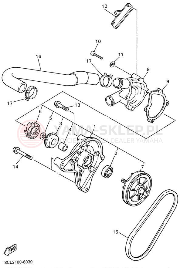 Schemat "Pompa wody" do Yamaha VMAX 500 DX VX500DXW