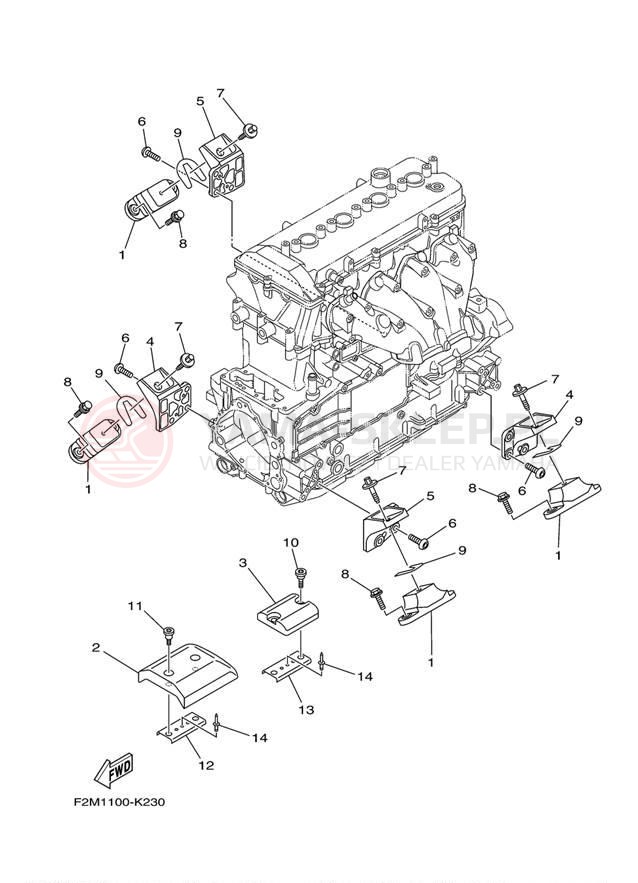 Schemat "Mocowanie silnika" do Yamaha VXR VX1800AK