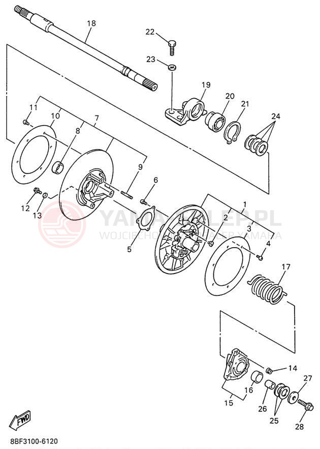 Schemat "Przeniesienie napędu" do Yamaha PHAZER II PZ480W