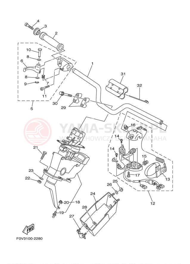 Schemat "Kierownica i osprzęt" do Yamaha XA1200AA