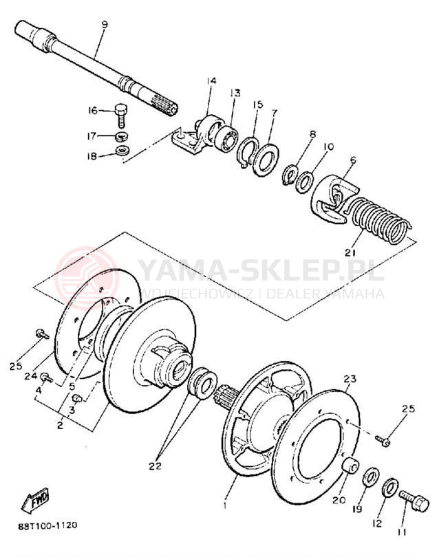 Schemat "Przeniesienie napędu" do Yamaha VENTURE XL VT480R