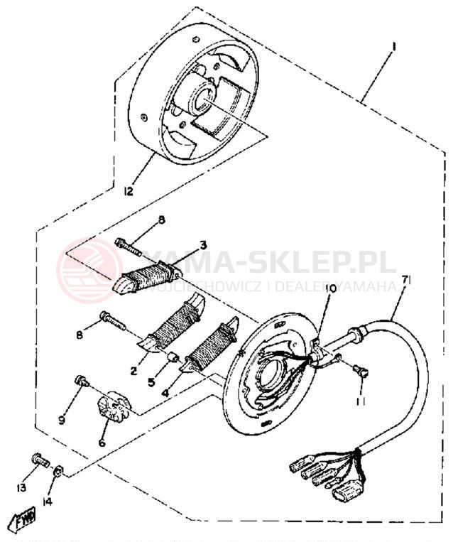 Schemat "Moduł zapłonowy - cewka" do Yamaha ET250C