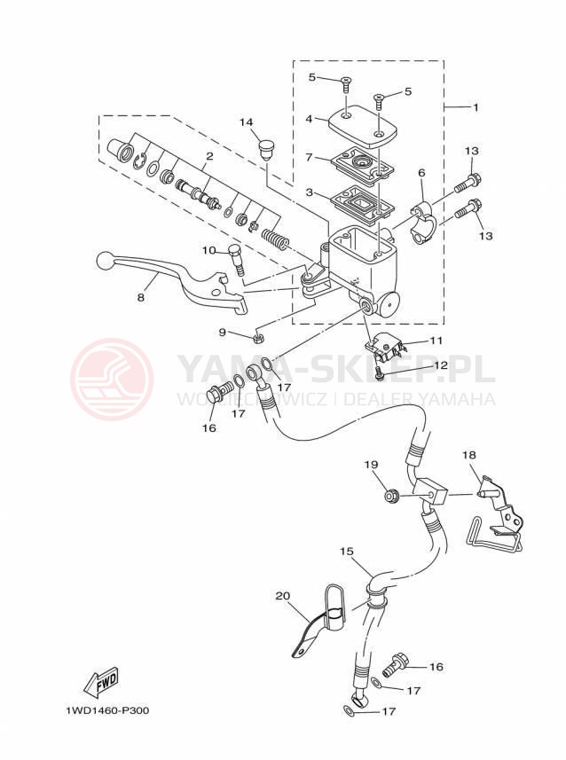 Schemat "Pompa hamulcowa przednia" do Yamaha YZFR3 YZFR3FL/YZFR3FR/YZFR3FB