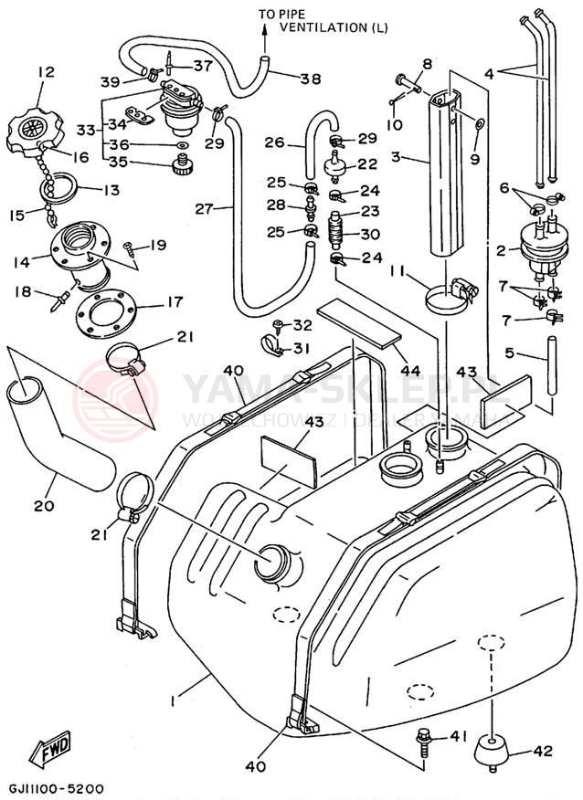 Schemat "zbiornik paliwa" do Yamaha RA700AT