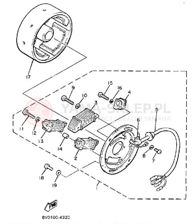 Schemat "prądnica" do Yamaha PHAZER PZ480L