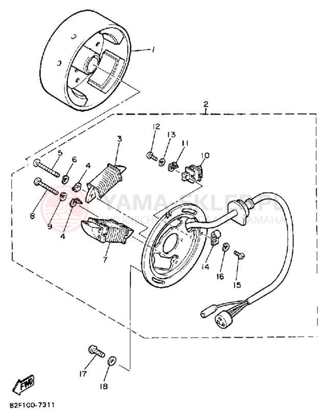 Schemat "prądnica" do Yamaha BRAVO T (LONG TRACK) BR250TM