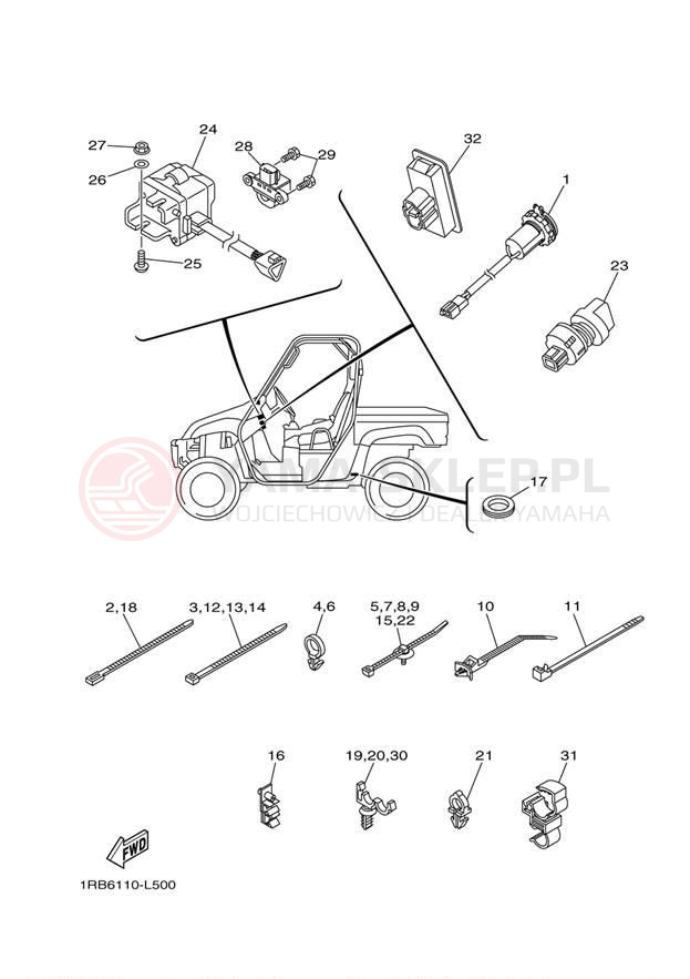 Schemat "układ elektryczny" do Yamaha RHINO 700 YXR7FBGR/YXR7FBL
