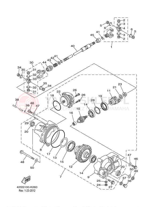 Schemat "Wał napędowy przód" do Yamaha RHINO 700 SPORT YXR7FSPA