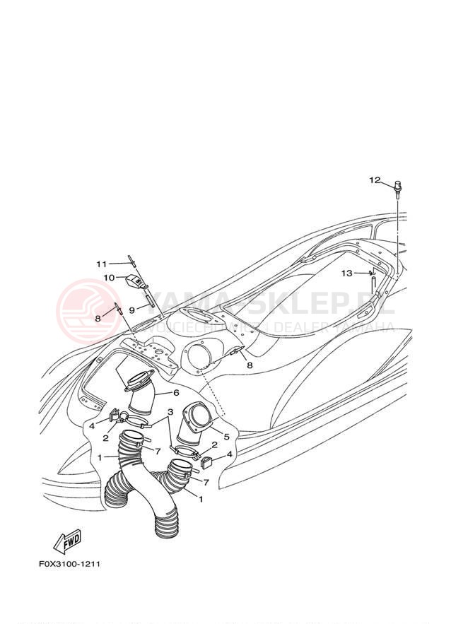 Schemat "odpowietrzenie" do Yamaha GP1200 GP1200AA/GP1200ACA