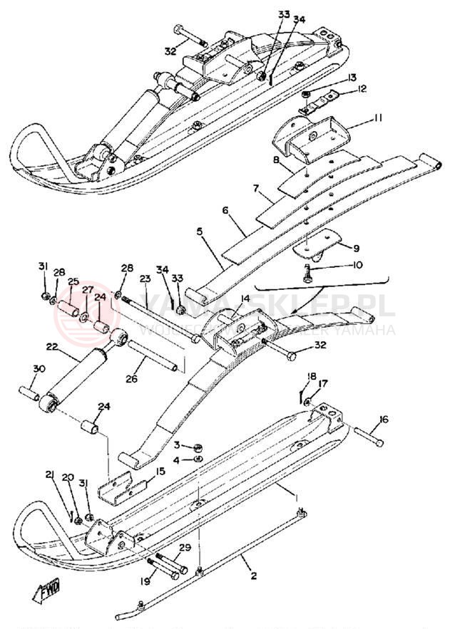 Schemat "płozy" do Yamaha GPX338G/GPX433G