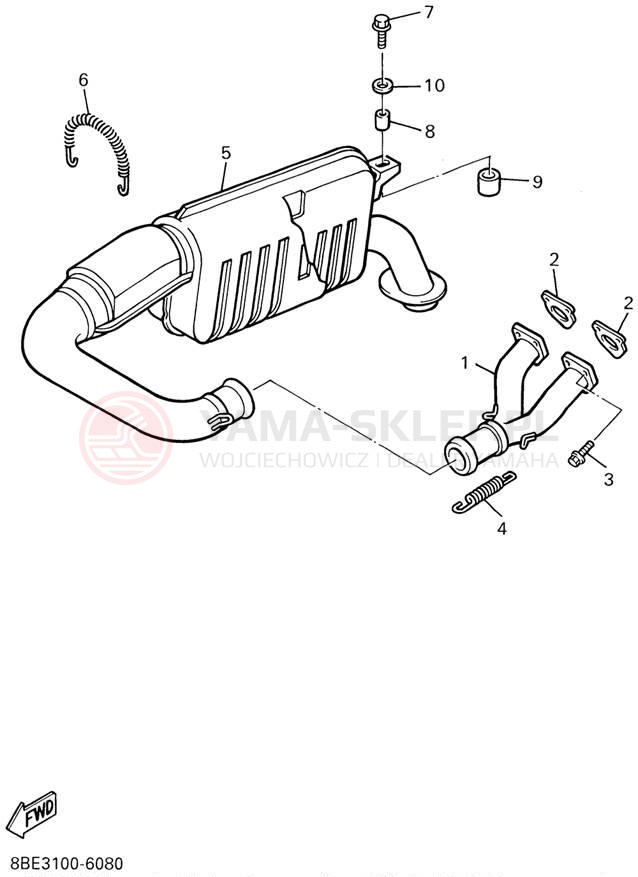 Schemat "Wydech końcowy" do Yamaha CS340 CS340ED