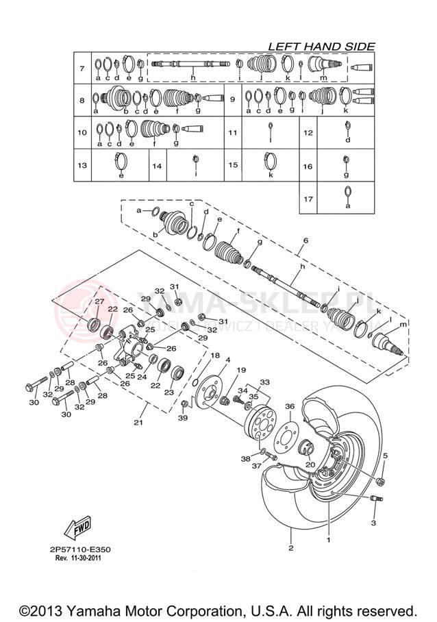 Schemat "Koło tył" do Yamaha RHINO 450 HUNTER YXR45FHX