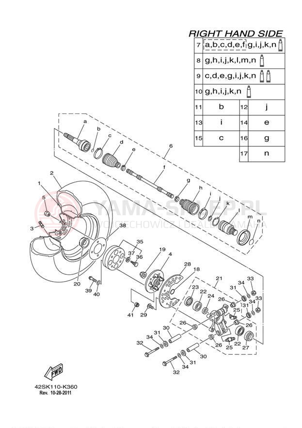 Schemat "Koło tył" do Yamaha RHINO 700 YXR7FBGR/YXR7FBL