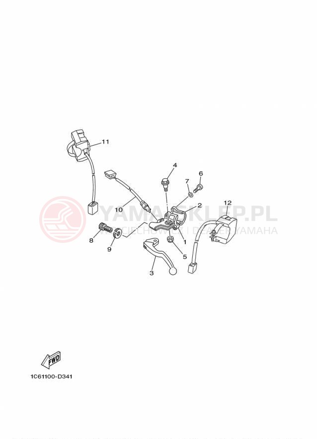 Schemat "Kierownica i osprzęt" do Yamaha TTR230 TTR230F