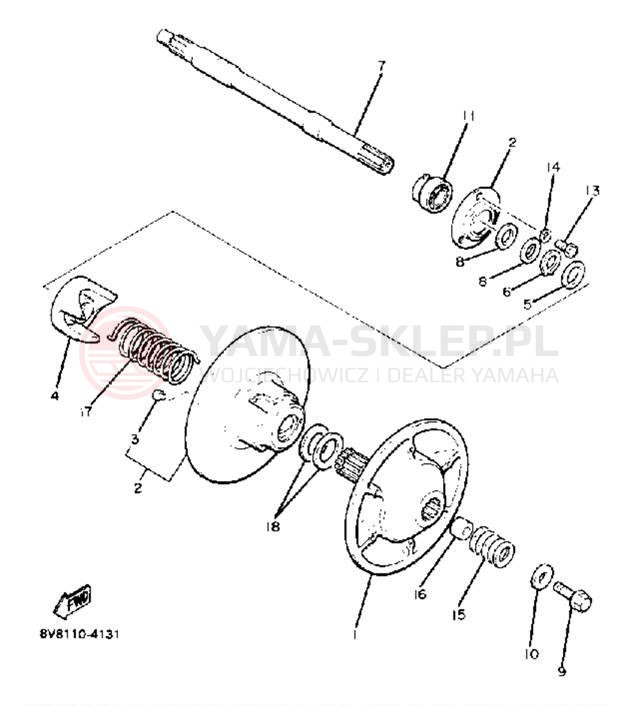 Schemat "Przeniesienie napędu" do Yamaha SS440 SS440H