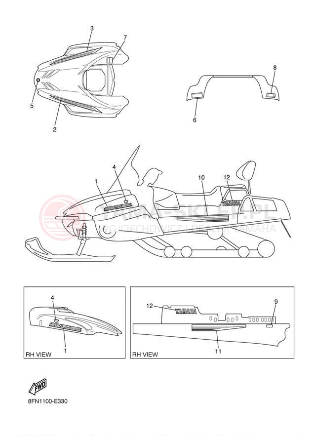 Schemat "naklejki" do Yamaha VK PROFESSIONAL VK10L