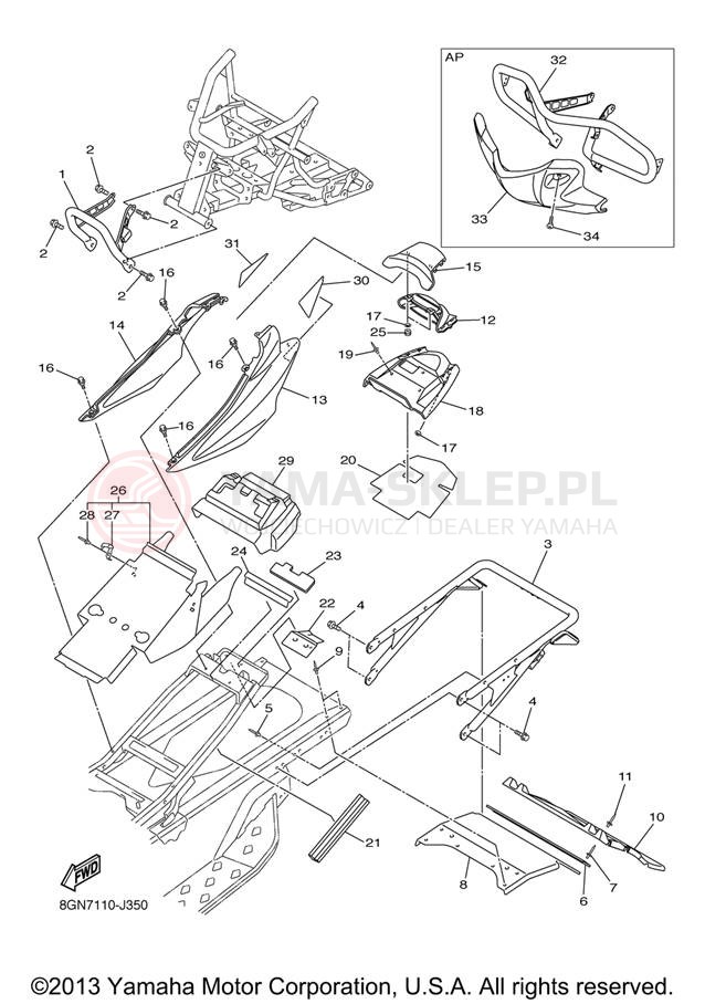 Schemat "zderzak" do Yamaha PHAZER RTX PZ50RTZO/PZ50RTZB