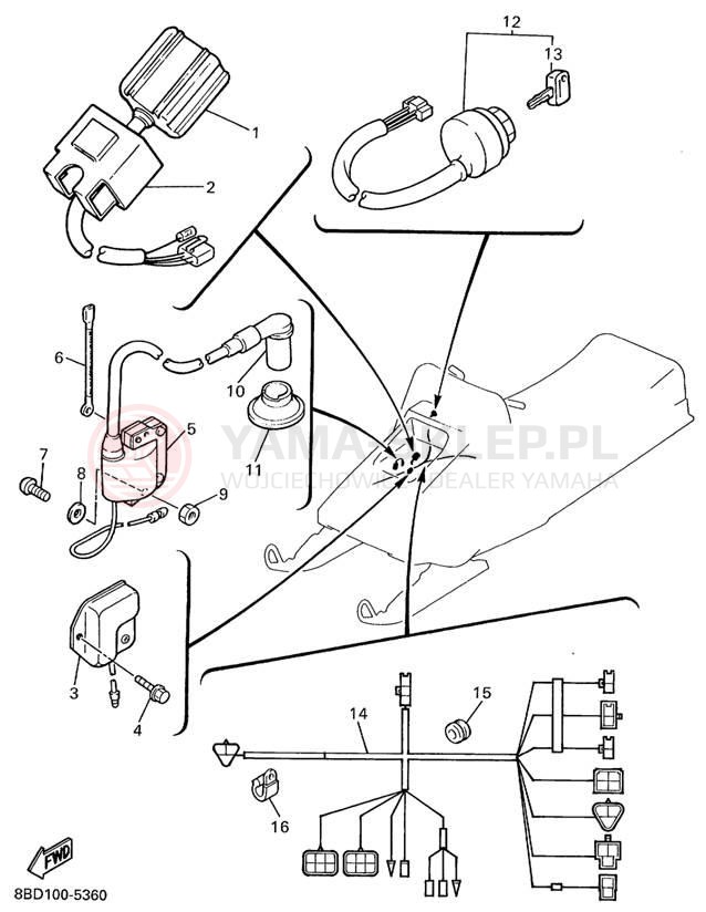 Schemat "układ elektryczny" do Yamaha BRAVO LT BR250TC