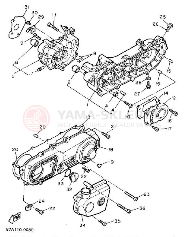 Schemat "Obudowa silnika" do Yamaha SNOSPORT SV125P