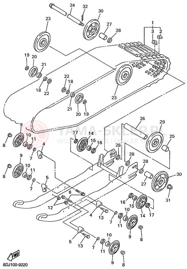Schemat "Zawieszenie gąsiennicy" do Yamaha VENTURE 500 XL VT500XLC