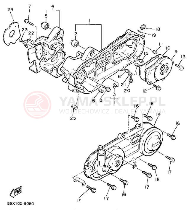 Schemat "Obudowa silnika" do Yamaha SNOSCOOT SV80N