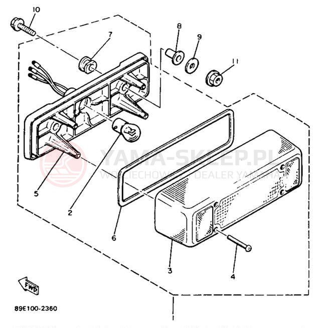 Schemat "lampa tył" do Yamaha EXCITER II SX EX570SXT
