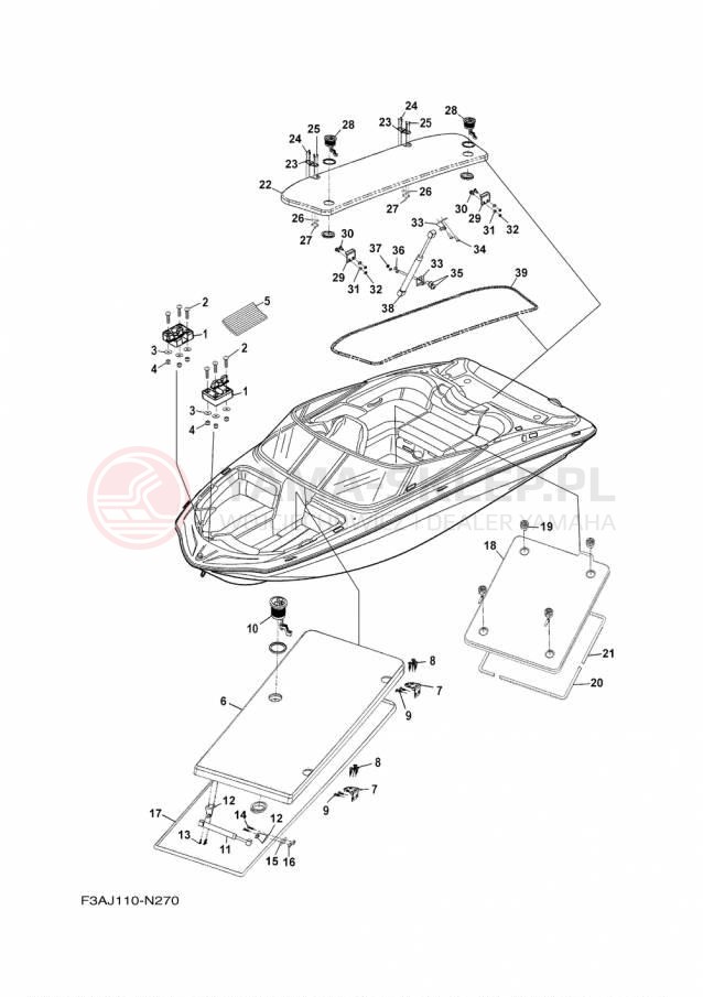 Schemat "DECK HATCH" do Yamaha SX190 RX1800CP/RX1800DP