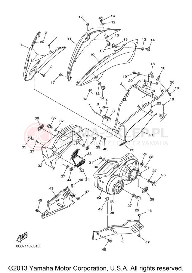 Schemat "Osłony" do Yamaha VENTURE LITE PZ50VTZL/PZ50VTZR