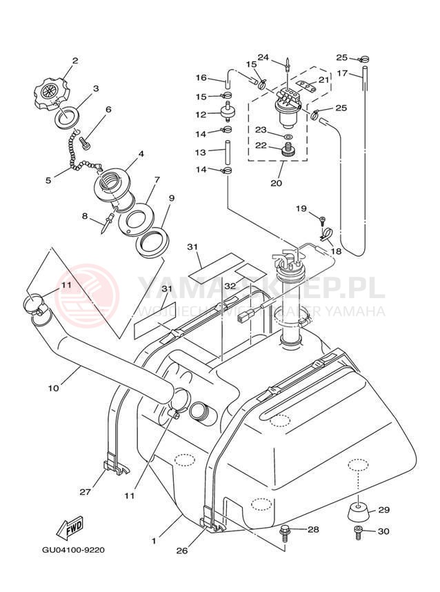 Schemat "zbiornik paliwa" do Yamaha GP800 GP800Y