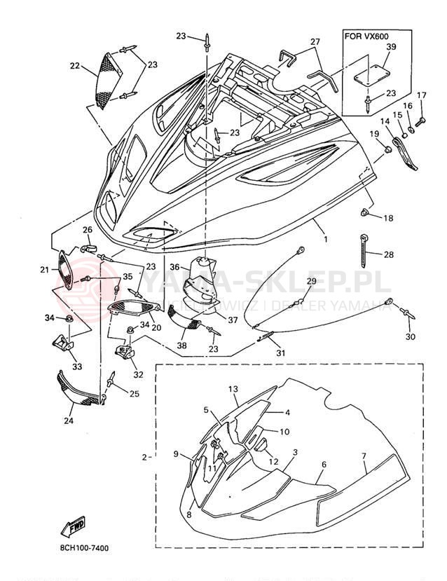 Schemat "Osłony" do Yamaha VMAX 600 SX VX600SXA/VX700SXA