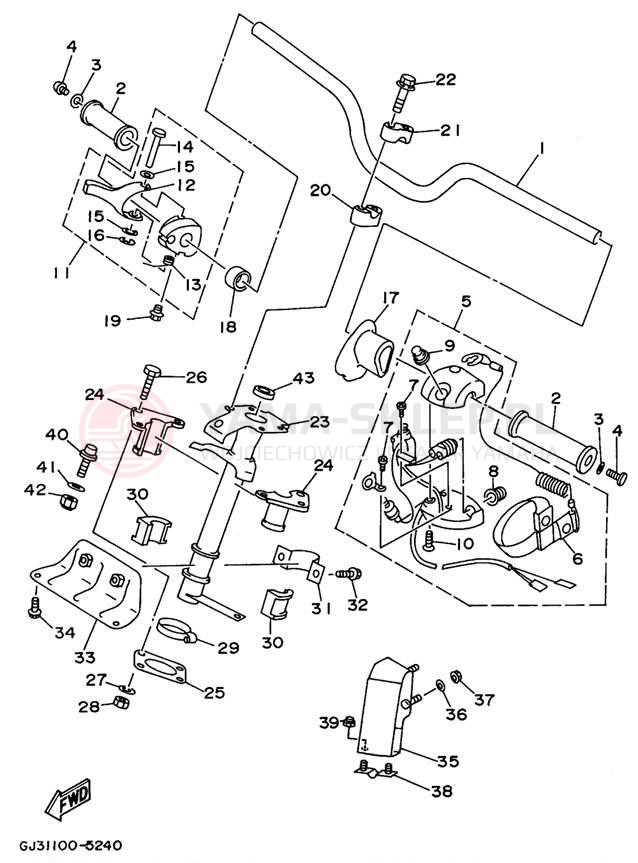Schemat "Kierownica i osprzęt" do Yamaha WAVE VENTURE WVT700T