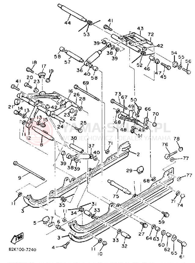 Schemat "Zawieszenie gąsiennicy" do Yamaha PHAZER PZ480L