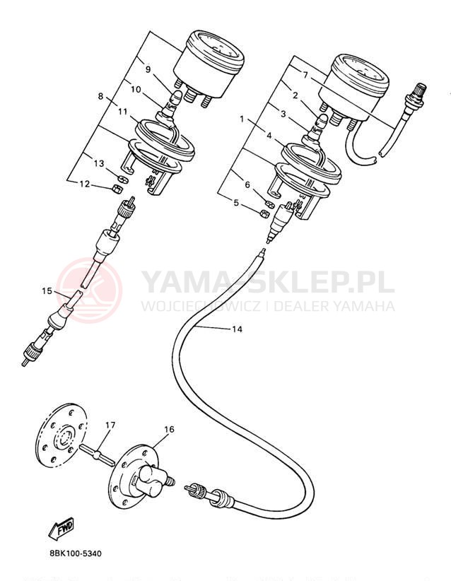 Schemat "licznik" do Yamaha VENTURE TR VT480TRA
