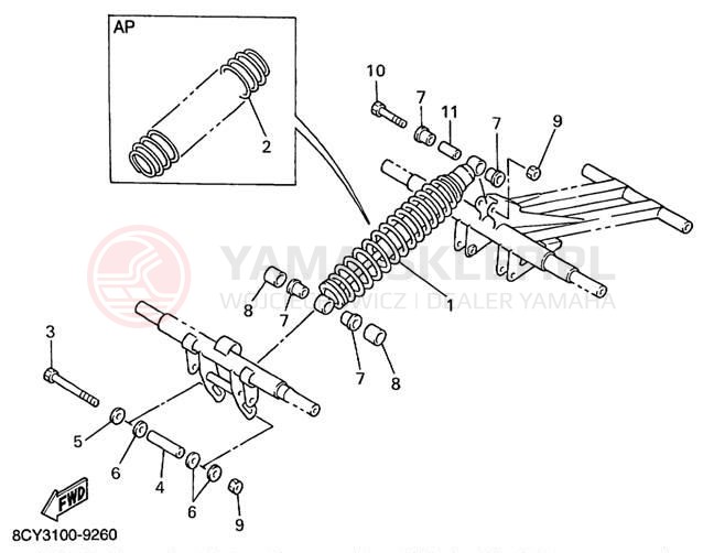 Schemat "TRACK SUSPENSION" do Yamaha VT500C/VX500ERC