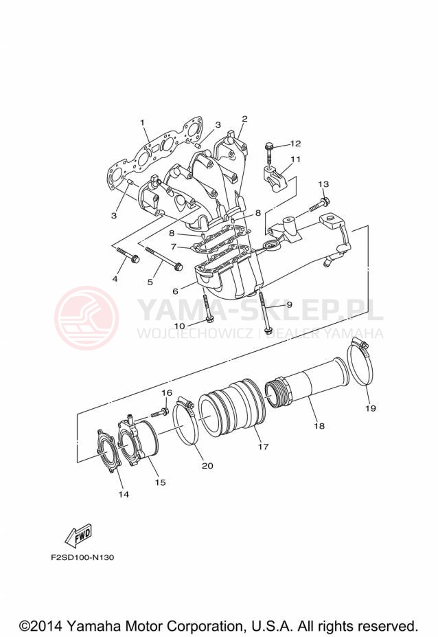 Schemat "wydech" do Yamaha FX CRUISER SHO FA1800AP
