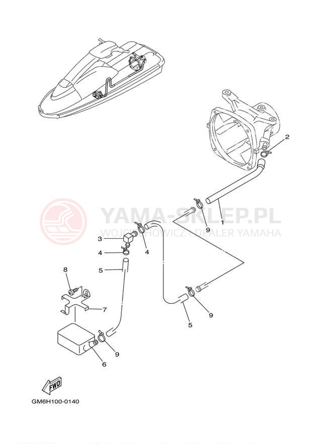 Schemat "HULL & DECK" do Yamaha SUPER JET SJ700BA