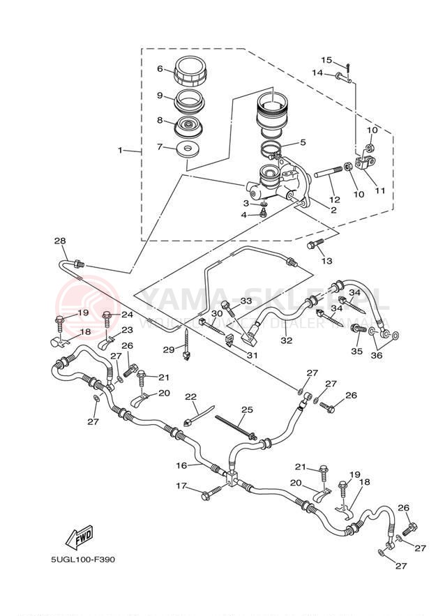 Schemat "Pompa hamulcowa tył" do Yamaha RHINO 660 YXR66FW